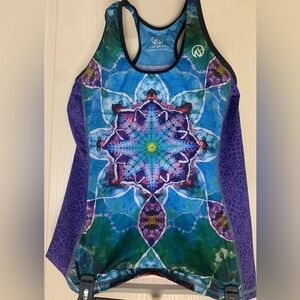 Ink n Burn Tye Dye Mandala Women's Racer Back tank top.
